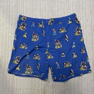 Disney Parks XL Blue Mickey Cotton Stretch Drawstring Waist Mickey Goofy Donald